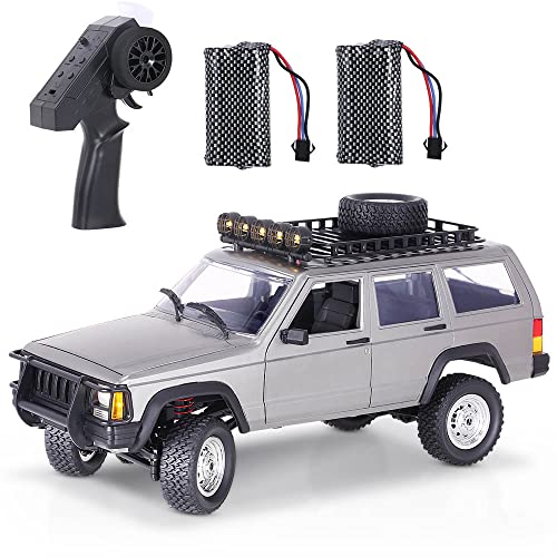 Goolsky MN-78 RC Crawler 4WD 2,4GHz 1/12 Off-Road Gebürstet LKW Geländekletterauto, 7,4V Batterie mit Hoher Kapazität, 3 Offene Türen LED-Licht Geschenke für Kinder Erwachsene (Silber, 2Batterien) von Goolsky