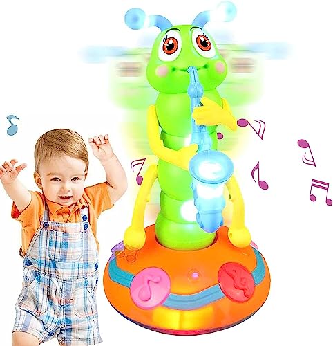 Goorder Krabbelnde Baby Spielzeug Tanzendes Wurmspielzeug mit Musik und LED-Leuchten, Automatischer Erkennung um Hindernisse zu Vermeiden Sensorisches interaktives Spielzeug für Infant Kinder von Goorder