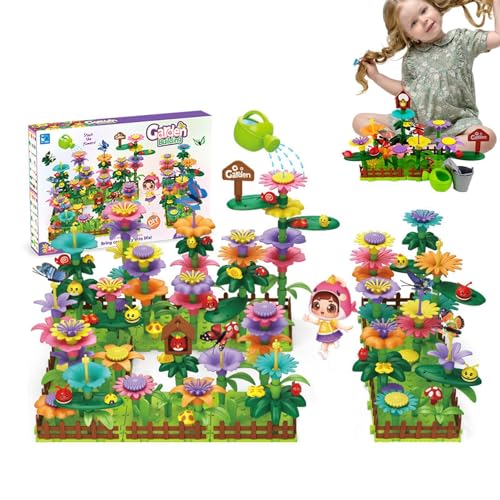 Goowafur Blumen-Bauspielzeug-Set,Blumen-Bauspielzeug,Gartenbausteine-Set - Blumengarten-Spielzeug Bauen, DIY-Bausteine, Stapelspielzeug für Mädchen, pädagogisches STEM-Spielzeug von Goowafur