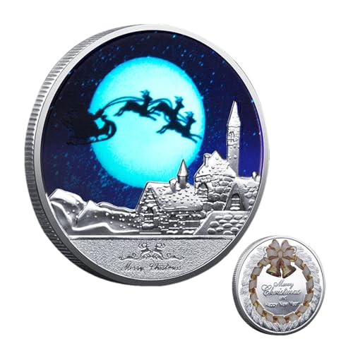 Goowafur Elch-Münzensammlung,Sammler-Weihnachtsmünze - Elchmünzensammlung Weihnachtsmünze,Im Dunkeln leuchtendes Metallabzeichen, Gedenkmünze, Weihnachtsdekoration, kleine Geschenke Goowafur Elch-Münzensammlung,Sammler-Weihnachtsmünze - Elchmünzensammlung Weihnachtsmünze,Im Dunkeln leuchtendes Metallabzeichen, Gedenkmünze, Weihnachtsdekoration, kleine Geschenke von Goowafur