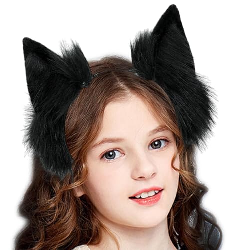 Goowafur Katzenohren Haarband,Schwarze Katzenohren Stirnbänder - Schönes Plüsch-Haarband mit weichen Katzenohren,Bequemer Kopfschmuck mit künstlichen Tierohren für Cosplay-Maskerade Goowafur Katzenohren Haarband,Schwarze Katzenohren Stirnbänder - Schönes Plüsch-Haarband mit weichen Katzenohren,Bequemer Kopfschmuck mit künstlichen Tierohren für Cosplay-Maskerade von Goowafur