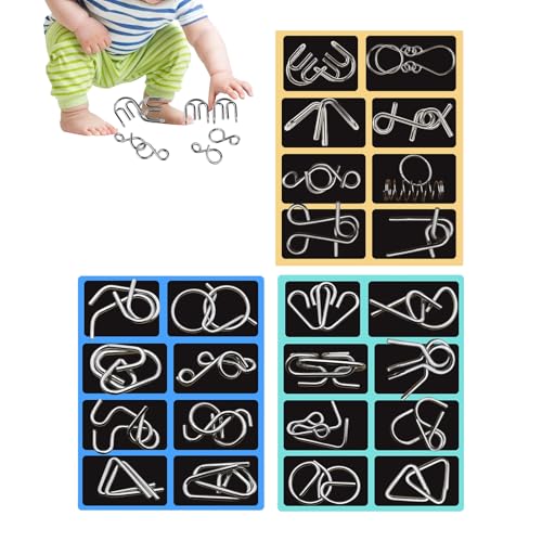Goowafur Metall Draht Puzzle Set | 24 Teile Geduldspiele Für Erwachsene Rätsel - Intelligenz Spielzeug, Partyspiele Für Familien Mädchen Jugendliche Frauen Männer Kinder Töchter Söhne Schüler von Goowafur