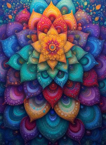 Farbe Puzzle 500 Teile, Holzpuzzles 52x38cm, Puzzle für Erwachsene und Kinder, DIY Groß Puzzelmatten, Premium Quality Klassische Wooden Jigsaw, Home Wand Dekor oder als Geschenk Mädche Mandala g-528 von Gooxehuu