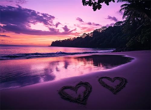 Liebe Puzzle 120 Teile, Holzpuzzles 29.7x21cm, Puzzle für Erwachsene und Kinder, DIY Groß Puzzelmatten, Premium Quality Klassische Wooden Jigsaw, Home Wand Dekor oder als Geschenk Mädche Strand g-5 von Gooxehuu