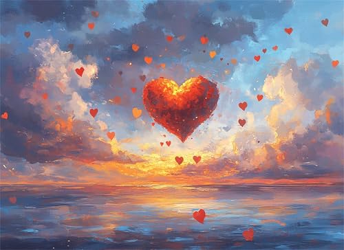 Liebe Puzzle 1500 Teile, Holzpuzzles 87x57cm, Puzzle für Erwachsene und Kinder 12 Jahren, DIY Groß Puzzelmatten, Premium Quality Klassische Wooden Jigsaw, Home Wand Dekor oder als Geschenk Wolke g-7 von Gooxehuu