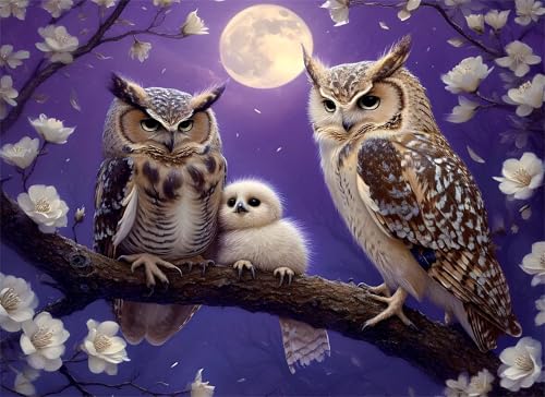 Mond Puzzle 3000 Teile, Holzpuzzles 122x81cm, Puzzle für Erwachsene und Kinder 12 Jahren, DIY Groß Puzzelmatten, Premium Quality Klassische Wooden Jigsaw, Home Wand Dekor oder als Geschenk Eule g-485 von Gooxehuu