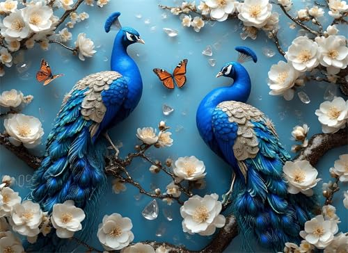 Pfau Puzzle 5000 Teile, Holzpuzzles 156.5x105.5cm, Puzzle für Erwachsene und Kinder 12 Jahren, DIY Groß Puzzelmatten, Premium Quality Klassische Wooden Jigsaw, Home Wand Dekor Geschenk Blume g-281 Pfau Puzzle 5000 Teile, Holzpuzzles 156.5x105.5cm, Puzzle für Erwachsene und Kinder 12 Jahren, DIY Groß Puzzelmatten, Premium Quality Klassische Wooden Jigsaw, Home Wand Dekor Geschenk Blume g-281 von Gooxehuu
