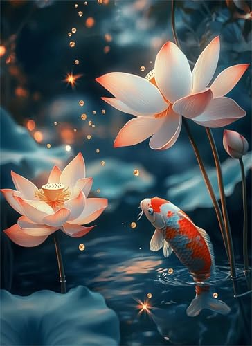 Puzzle 1000 Teile Lotus Puzzle Erwachsene, Holzpuzzle Klassische Puzzles Koi-Fisch Jigsaw Puzzles für Erwachsene und Kinder, Clevere Rätsel Wooden Jigsaw, Geschicklichkeitsspiel für die Ganze g-856 von Gooxehuu