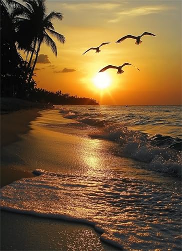 Puzzle 1000 Teile Sonnenuntergang Puzzle Erwachsene, Holzpuzzle Klassische Puzzles Strand Jigsaw Puzzles für Erwachsene, Clevere Rätsel Wooden Jigsaw, Geschicklichkeitsspiel für Ganze Familie g-878 von Gooxehuu