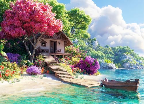 Puzzle 200 Teile Am Meer Puzzle Erwachsene, Holzpuzzle Klassische Puzzles Kabine Jigsaw Puzzles für Erwachsene Kinder, Clevere Rätsel Wooden Jigsaw, Geschicklichkeitsspiel für die Ganze Familie g-153 von Gooxehuu