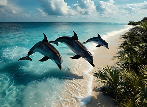 Puzzle 200 Teile Delphin Puzzle Erwachsene, Holzpuzzle Klassische Puzzles Strand Jigsaw Puzzles für Erwachsene Kinder, Clevere Rätsel Wooden Jigsaw, Geschicklichkeitsspiel für die Ganze Familie g-168 von Gooxehuu