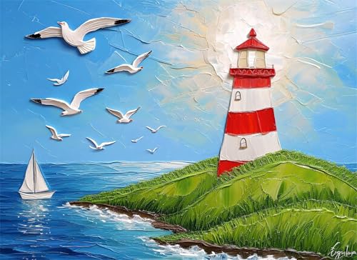 Puzzle 6000 Teile Leuchtturm Puzzle Erwachsene, Holzpuzzle Klassische Puzzles Möwe Jigsaw Puzzles für Erwachsene und Kinder, Clevere Rätsel Wooden Jigsaw, Geschicklichkeitsspiel für die Ganze g-71 von Gooxehuu