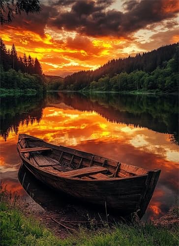 Puzzle 6000 Teile Sonnenuntergang Puzzle Erwachsene, Holzpuzzle Klassische Puzzles Boot Jigsaw Puzzles für Erwachsene, Clevere Rätsel Wooden Jigsaw, Geschicklichkeitsspiel für die Ganze Familie g-860 von Gooxehuu