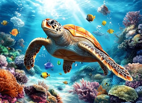 Puzzle 80 Teile Meeresschildkröten Puzzle Erwachsene, Holzpuzzle Klassische Puzzles Koralle Jigsaw Puzzles für Erwachsene, Clevere Rätsel Wooden Jigsaw, Geschicklichkeitsspiel für Ganze Familie g-155 von Gooxehuu