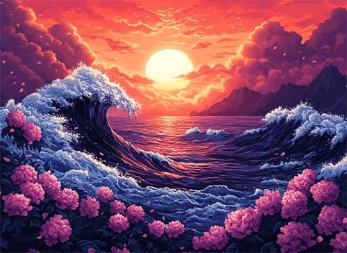 Puzzle 80 Teile Wellen Puzzle Erwachsene, Holzpuzzle Klassische Puzzles Blume Jigsaw Puzzles für Erwachsene und Kinder, Clevere Rätsel Wooden Jigsaw, Geschicklichkeitsspiel für die Ganze Familie g-161 von Gooxehuu