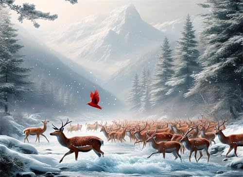 REH Puzzle 500 Teile, Holzpuzzles 52x38cm, Puzzle für Erwachsene und Kinder 12 Jahren, DIY Groß Puzzelmatten, Premium Quality Klassische Wooden Jigsaw, Home Wand Dekor oder Geschenk Mädche Wald g-295 von Gooxehuu