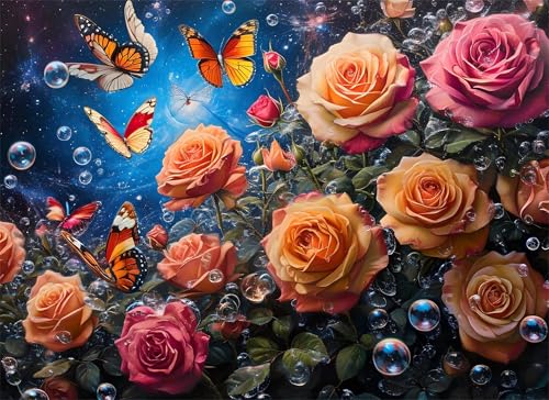 Rose Puzzle 1500 Teile, Holzpuzzles 87x57cm, Puzzle für Erwachsene und Kinder 12 Jahren, DIY Groß Puzzelmatten, Premium Quality Klassische Wooden Jigsaw, Home Wand Dekor Geschenk Schmetterling g-318 Rose Puzzle 1500 Teile, Holzpuzzles 87x57cm, Puzzle für Erwachsene und Kinder 12 Jahren, DIY Groß Puzzelmatten, Premium Quality Klassische Wooden Jigsaw, Home Wand Dekor Geschenk Schmetterling g-318 von Gooxehuu