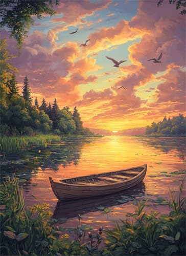 Sonnenuntergang Puzzle 120 Teile, Holzpuzzles 29.7x21cm, Puzzle für Erwachsene und Kinder 12 Jahren, DIY Groß Puzzelmatten, Premium Quality Klassische Wooden Jigsaw, als Geschenk Mädche Boot g-861 Sonnenuntergang Puzzle 120 Teile, Holzpuzzles 29.7x21cm, Puzzle für Erwachsene und Kinder 12 Jahren, DIY Groß Puzzelmatten, Premium Quality Klassische Wooden Jigsaw, als Geschenk Mädche Boot g-861 von Gooxehuu