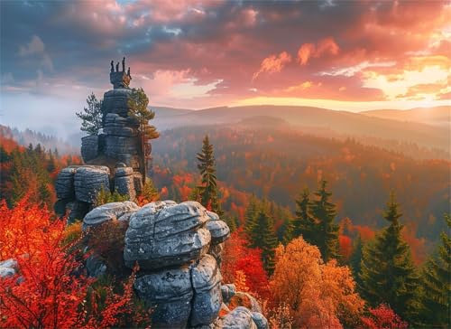 Sonnenuntergang Puzzle 5000 Teile, Holzpuzzles 156.5x105.5cm, Puzzle für Erwachsene und Kinder 12 Jahren, DIY Groß Puzzelmatten, Premium Quality Klassische Wooden Jigsaw, Home Wand Dekor Berg g-306 von Gooxehuu