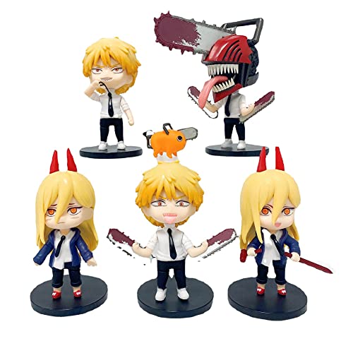 Gooyeh 6pcs Anime Action Figur Chainsaw Man Denji/Power Q Version Small Ornament Desktop Statue Movable Figure Anime Collections Gift Figurine Collectibles von Gooyeh