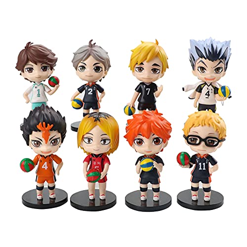 Gooyeh 8pcs Haikyuu Figuren Hinata Shoyo/Oikawa Tooru/Kozume Kenma/Kuroo Tetsurou/Tobio Kageyama/Tsukishima Kei/Kotaro Bokuto Niedliche Q Action Figuren Ornamente 10cm von Gooyeh