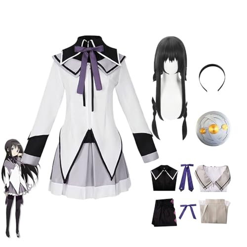 Gooyeh Akemi Homura Cosplay Kostüm für Mädchen Anime AkemiHomura Rollenspiel Uniform Kleid Anzug Komplettes Set für Halloween Karneval Party von Gooyeh