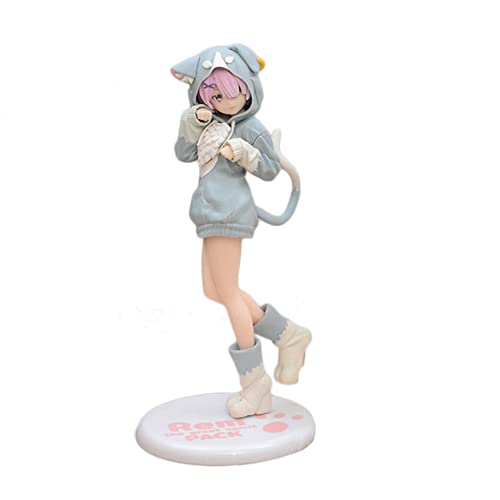 Gooyeh Anime RAM Figur Ramu Action Figur Katzenohr Mantel Version PVC Statue Dekoratives Spielzeug Sammlung Geschenk 20cm von Gooyeh