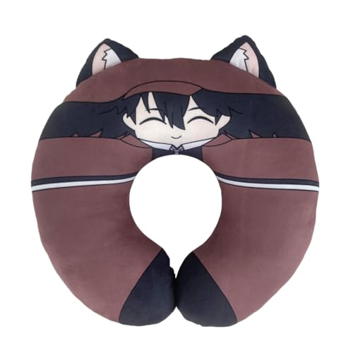 Gooyeh Bungo Stray Dogs Anime Kissen Plüsch Double Sided Anime Print Katzenohren U-förmiges Nackenkissen Cute Pillow Napping Pillow Car Sofa Cushion Decoration Gift 33cm von Gooyeh