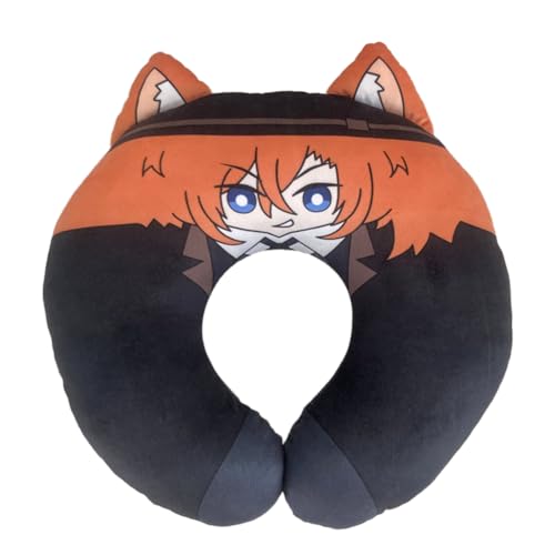 Gooyeh Bungo Stray Dogs Anime Kissen Plüsch Double Sided Anime Print Katzenohren U-förmiges Nackenkissen Cute Pillow Napping Pillow Car Sofa Cushion Decoration Gift 33cm von Gooyeh