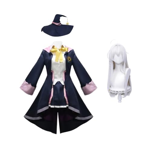 Gooyeh Elaina Cosplay Kostüm Anime Cosplay Kleid Hut mit Perücke Komplettes Set für Frauen Mädchen Elaina Rollenspiel Outfits Halloween Uniform Set von Gooyeh