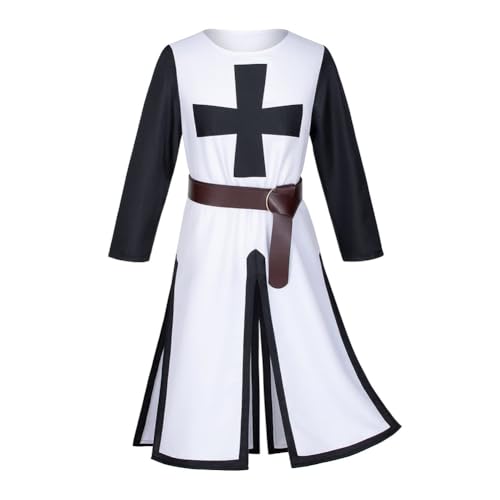 Gooyeh Mittelalterliches Ritter-Tunika-Kostüm, Halloween, Mittelalter-Kampfrobe, Kreuzritter-Kostüm, Cosplay, Waffenrock von Gooyeh