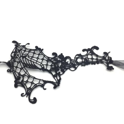 Elegante Spitzen-Halbgesichtsmaske mit Goldfolien-Design – verstellbare Augenabdeckung für Maskerade-Partys, Halloween-Kostüm-Zubehör (schwarz) von Gorger