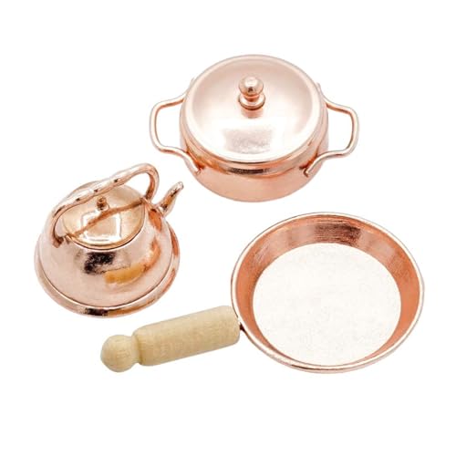 Gorise 1/12 Braten Pan Topf Wasserkocher Puppenhaus Miniatur Küche Kochen Kit Zubehör von Gorise
