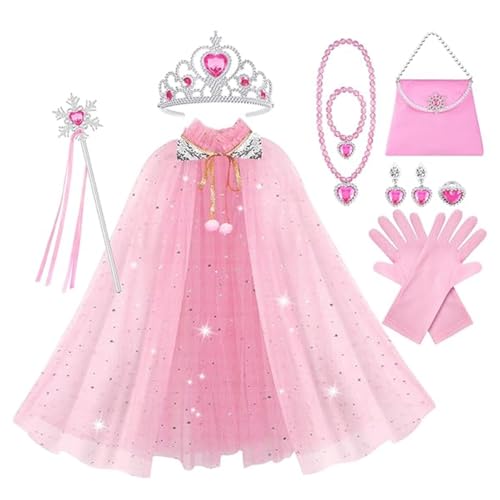 Gorise 11-teiliges Prinzessinnen-Umhang-Set, Anziehkleidung Für Kleine Mädchen, Inklusive Umhang, Krone, Zauberstab, Schmuck, Tasche, Perfekt Als Weihnachts- Und Gorise 11-teiliges Prinzessinnen-Umhang-Set, Anziehkleidung Für Kleine Mädchen, Inklusive Umhang, Krone, Zauberstab, Schmuck, Tasche, Perfekt Als Weihnachts- Und von Gorise