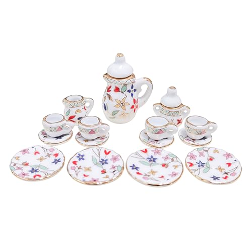 Gorise 15 stücke Mini Porzellan Blume Teetasse Set 1:12 Puppenhaus Dekor Küche Miniatur Simulation Möbel Set Modell Gorise 15 stücke Mini Porzellan Blume Teetasse Set 1:12 Puppenhaus Dekor Küche Miniatur Simulation Möbel Set Modell von Gorise