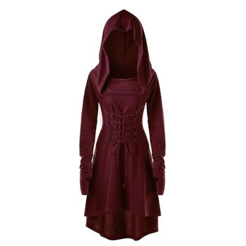 Gorise Mittelalterkleid, Gothic Kleid Renaissance mit Kapuze Langarm Retro Gothic, Mittelalter Kostüm Damen Cosplay Halloween Karneval Gorise Mittelalterkleid, Gothic Kleid Renaissance mit Kapuze Langarm Retro Gothic, Mittelalter Kostüm Damen Cosplay Halloween Karneval von Gorise
