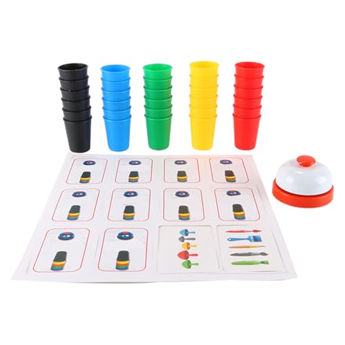 Gorise Schnelles Stapelbecherspiel, klassisches Matching-Cup-Spiel, Speed-Match-Cup-Spiele mit Karten und 30 Bechern für die Familienparty-Schule von Gorise