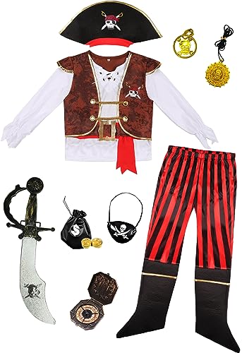 Gorkonpy Piratenkostüm für Kinder, Piratenkostüm Halloween mit Zubehör Gorkonpy Piratenkostüm für Kinder, Piratenkostüm Halloween mit Zubehör von Gorkonpy