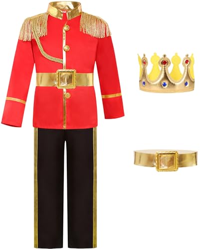 Gorkonpy Prinz-Kostüm für Jungen, Halloween, Kinder, charmantes Kostüm für Kleinkinder, Jungen (Rot, 7–8 Jahre) von Gorkonpy