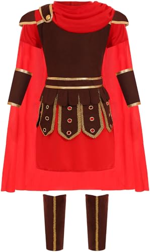 Gorkonpy Ritterkostüm für Kinder, römischer Soldat, Gladiator, Halloween-Kostüm für Halloween-Party (8-9 Jahre) von Gorkonpy
