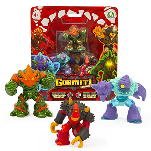GORMITI Giochi Preziosi Legends Thug V2, Tongs und Screaming Guardian, 3 Figuren 5 cm, Cartoon- und Metallic-Version, inklusive Karte, für Kinder ab 4 Jahren von Gormiti