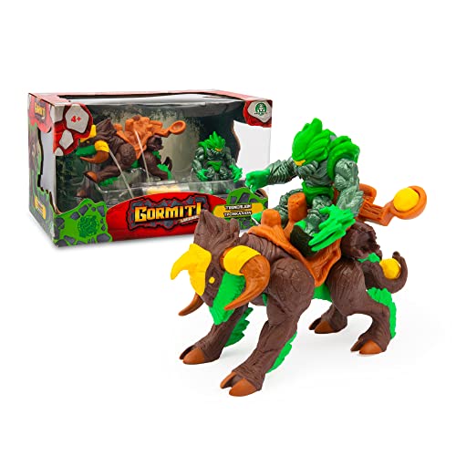 Gormiti Forest Beast Troncalion + Lord Tasarau, 7 cm, 2 Spielzeugfiguren mit einem Hyperbestie und Einer Puppe aus den Protagonisten der Serie 3, ab 4 Jahren, Famosa (GRL02200) von Gormiti