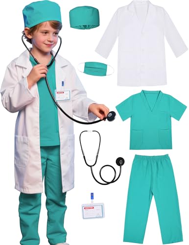 Gortykor Arzt Kostüm für Kinder, Laborkittel, Arztkostüm für Jungen und Mädchen, Halloween Kostüm (8-9 Jahre) von Gortykor