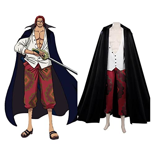 Gosbeliy Red Shanks Cosplay Kostüm Uniform Outfits Red Hair Shanks Cosplay Halloween Karneval Suit Set-XXL von Gosbeliy