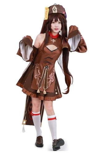 Gosbeliy Hu Tao Cosplay Kostüm Zombie's Stil Kleid Genshin Impact Cosplay Outfits Spiel Anime Cosplay Halloween Karneval Anzug Set von Gosbeliy