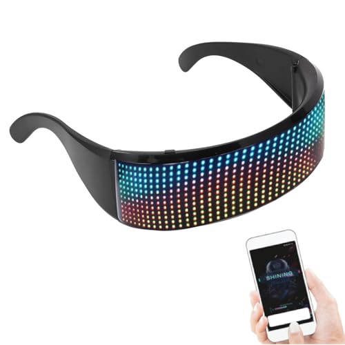 Goshyda LED-Leuchtbrille, Anpassbare Bluetooth-LED-Brille, RGB-Leuchtbrille mit APP-Steuerung, Unterstützt Text-Graffiti-Animationsbilder, für Musikfestival-Geburtstagsfeier Goshyda LED-Leuchtbrille, Anpassbare Bluetooth-LED-Brille, RGB-Leuchtbrille mit APP-Steuerung, Unterstützt Text-Graffiti-Animationsbilder, für Musikfestival-Geburtstagsfeier von Goshyda