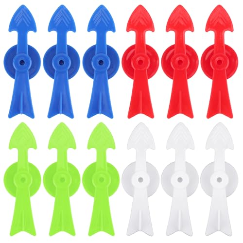 12stk Pfeil-Spielkreisel, Hochwertige V-Förmige Brettspielkreisel aus Kunststoff Ersatzteile für Brettspiele Unterrichtsaktivitäten DIY-Projekte(Cyan, Blau, Rot, Weiß) von Gosknor