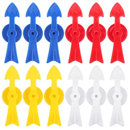 12stk Pfeil-Spielkreisel, Hochwertige V-Förmige Brettspielkreisel aus Kunststoff Ersatzteile für Brettspiele Unterrichtsaktivitäten DIY-Projekte(Gelb, Blau, Rot, Weiß) von Gosknor