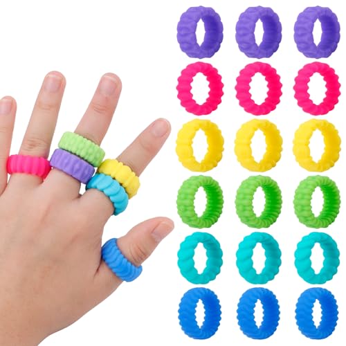 18 Stück Zappelringe, Sensorisches Fingerspielzeug für Kinder Strukturiert Weich Sensorische Ringe aus Silikon für Autismus-ADHS Beruhigendes Leises Zappelspielzeug für das Klassenzimmer von Gosknor