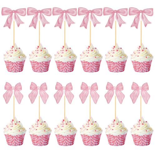 24 Stück Cupcake-Topper mit Rosa Schleife, Kuchendekorationen mit Papierschleife Süße Cupcake-Picker mit Fliege Foto-Requisiten für Kuchen mit Schleife für Hochzeiten Geburtstage Party 24 Stück Cupcake-Topper mit Rosa Schleife, Kuchendekorationen mit Papierschleife Süße Cupcake-Picker mit Fliege Foto-Requisiten für Kuchen mit Schleife für Hochzeiten Geburtstage Party von Gosknor